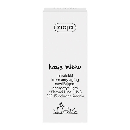 Ziaja Leche de Cabra, crema ultraligera antiedad, hidratante y energizante, SPF 15, 50 ml