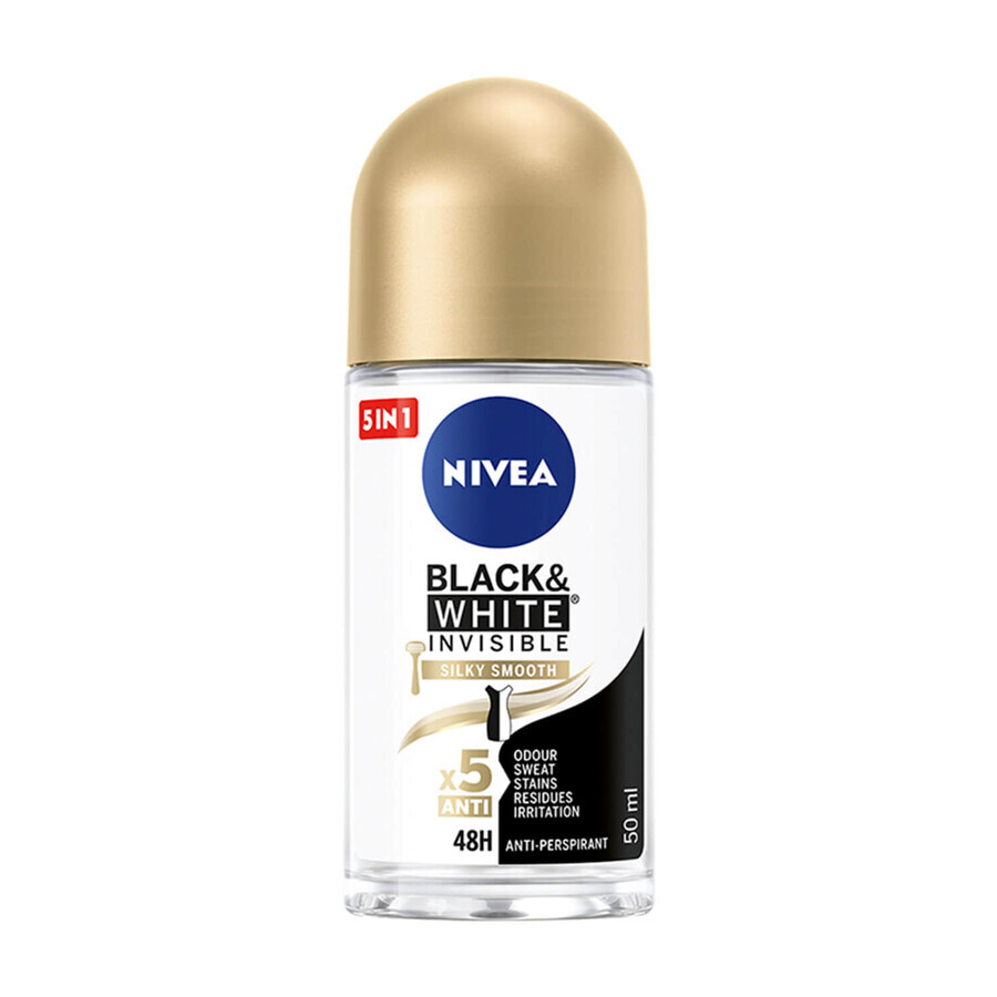 Nivea, antiperspirant roll-on, Invisible Black & White, Silky Smooth, 50 ml