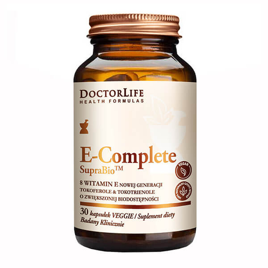 Doctor Life, E-Complete SupraBio, vitamina E, tocoferoli și tocotrienoli, 30 capsule