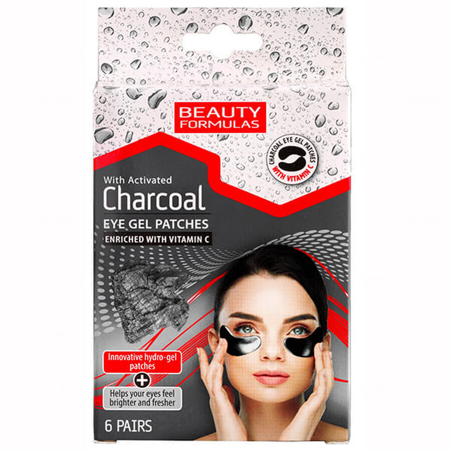 Beauty Formulas, plasturi de gel pentru ochi cu cărbune activat, 12 buc.