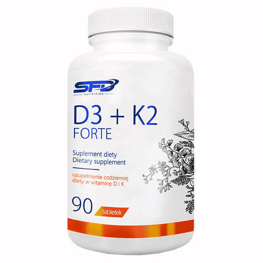 SFD D3 + K2 Forte, vitamine D 2000 UI + vitamine K 200 µg, 90 comprimés