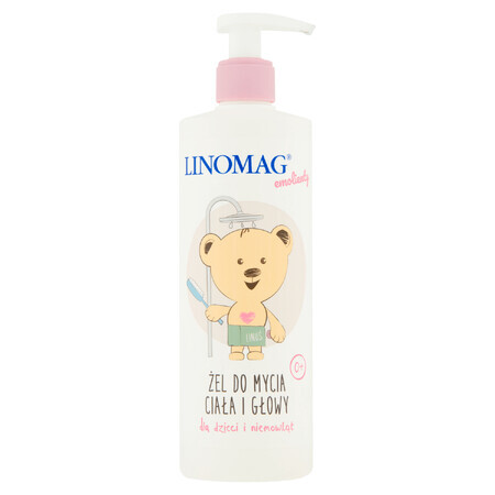 Linomag Emolients, Gel de spălare a corpului și a capului pentru bebeluși și copii din prima zi, 400 ml