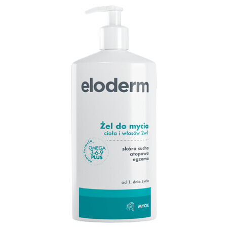 Eloderm Omega 3-6-9 Plus, Gel de curățare 2 în 1 pentru corp și păr, din ziua 1, 400 ml