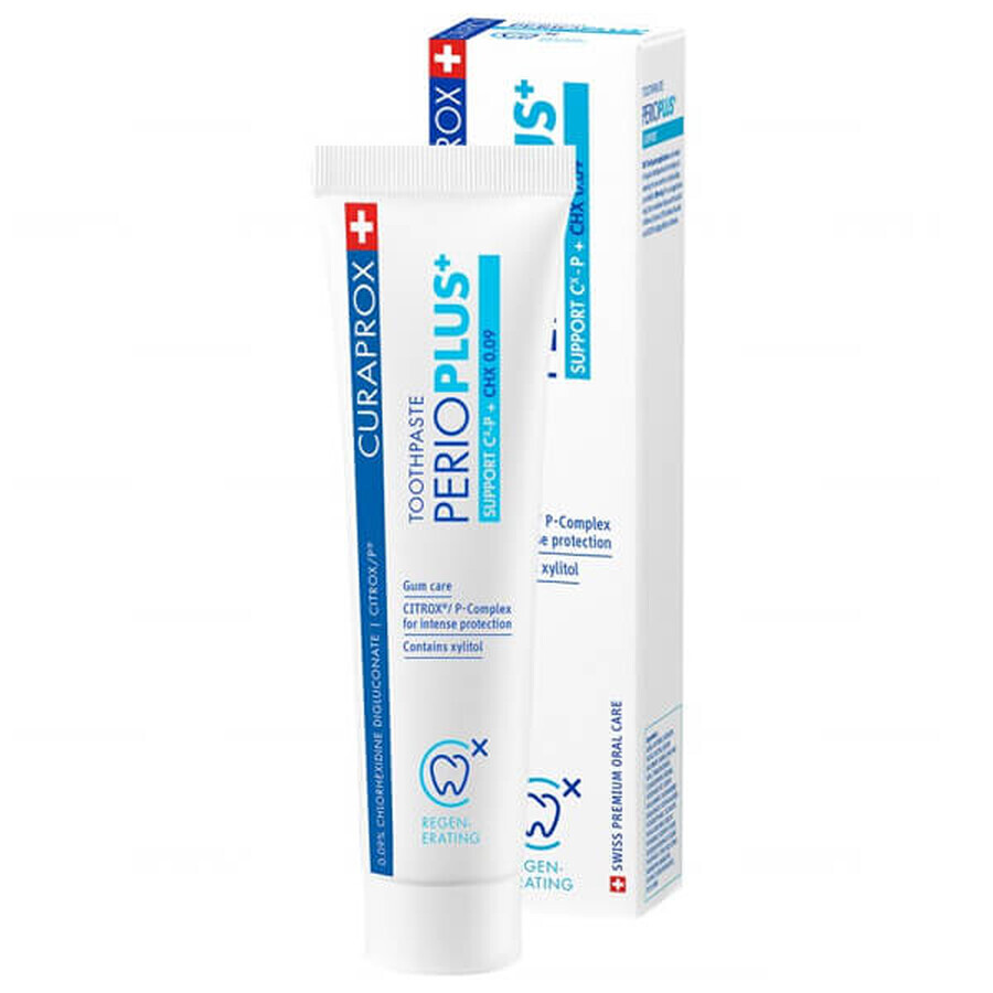 Curaprox Perio Plus+ Support, pastă de dinți cu gel cu clorhexidină 0,09%, 75 ml
