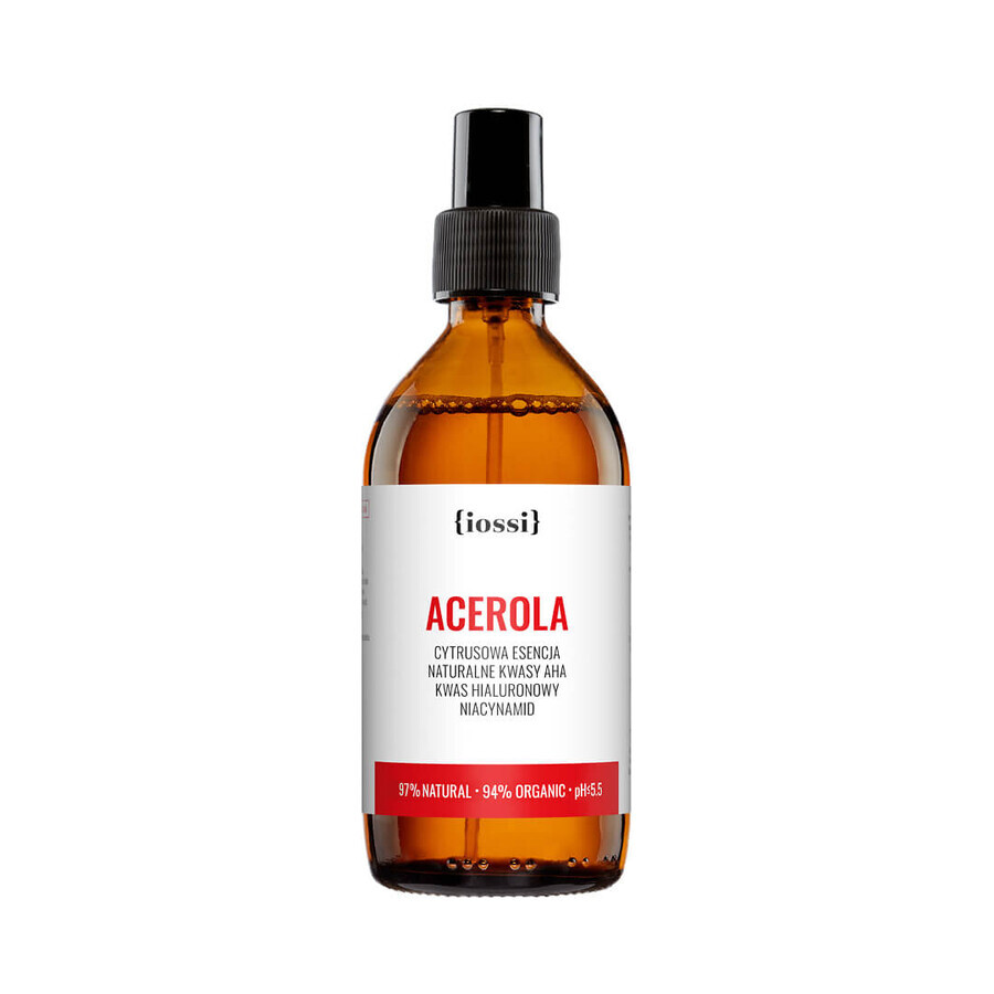 Iossi Acerola, esență de citrice, acizi AHA naturali, acid hialuronic, niacinamidă, 200 ml