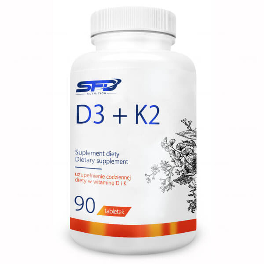 SFD D3 + K2, vitamina D 2000 UI + vitamina K 100 µg, 90 comprimate