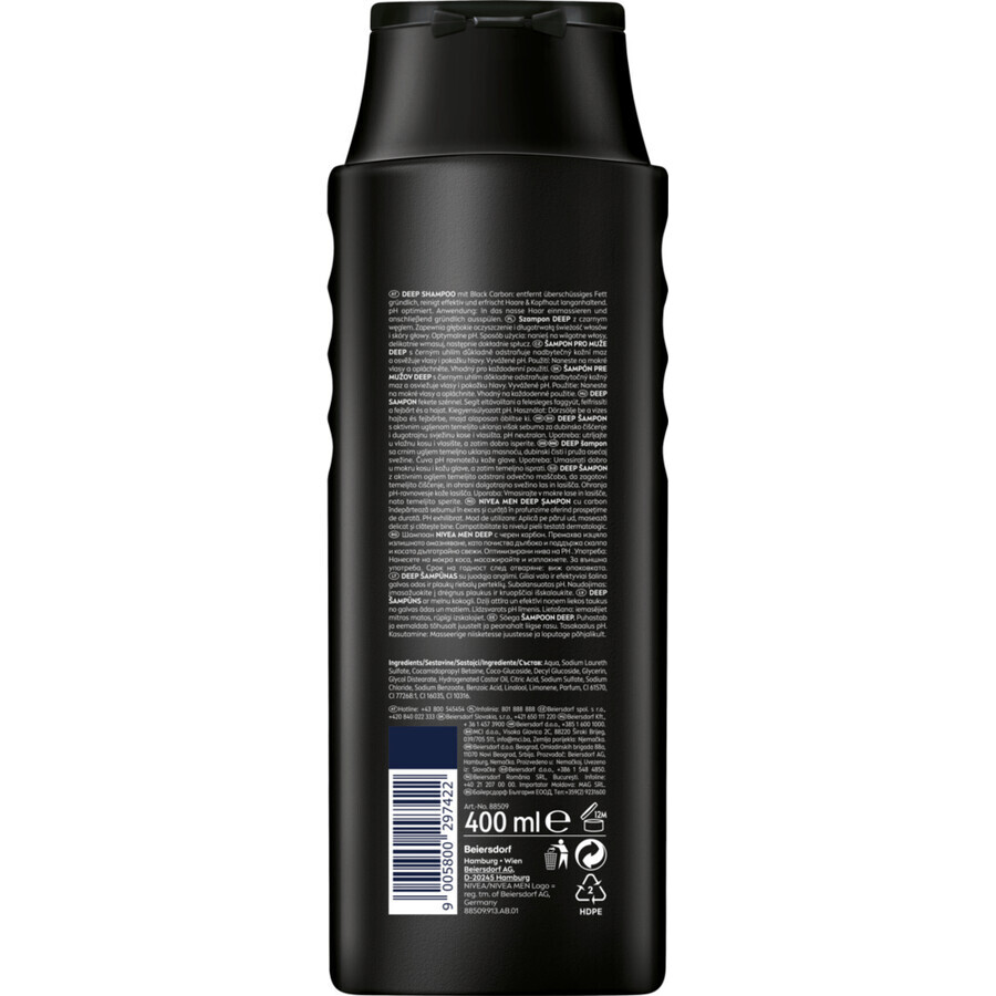 Nivea Men Deep, Șampon pentru păr, 400 ml