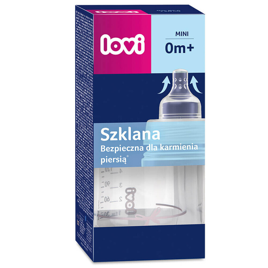 Lovi Diamond Glass, glazen fles met dynamische speen, mini, Babyshower, Meisje, vanaf de geboorte, 150 ml