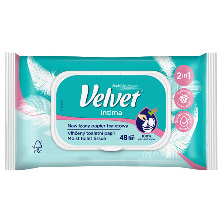 Velvet Intima, hârtie igienică umedă 2 în 1, cu clip, 42 bucăți