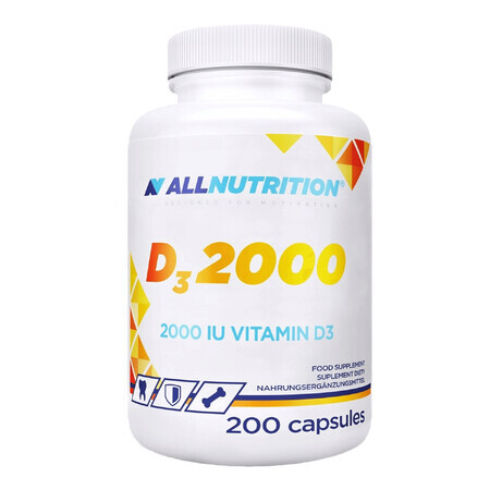Allnutrition D3 2000, vitamina D 50 µg, 200 capsule
