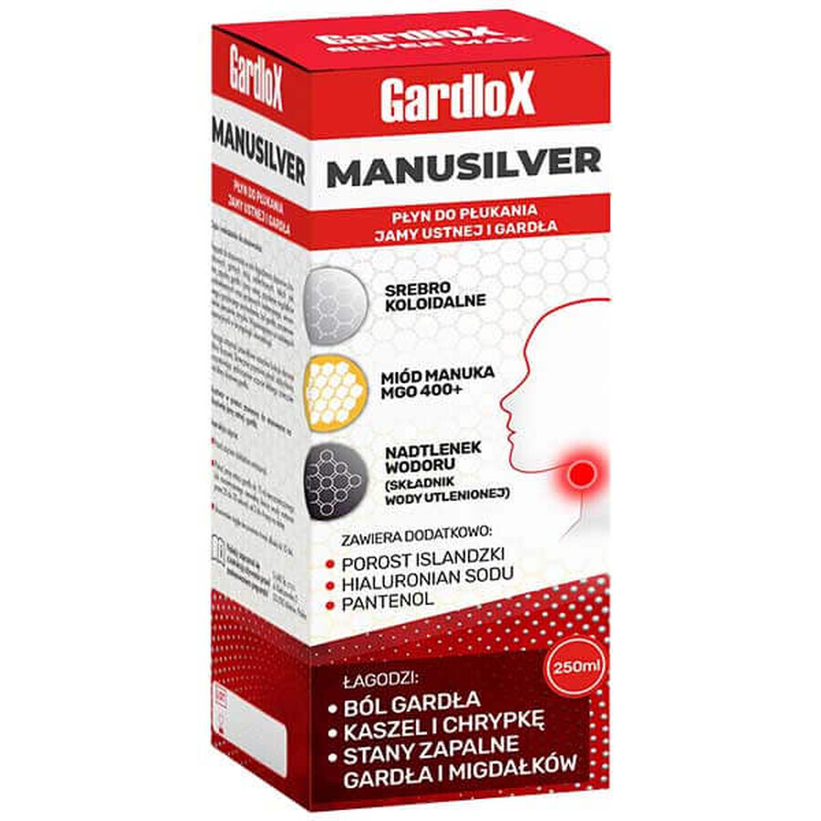 Gardlox Manusilver, clătire pentru gură și gât, 250 ml