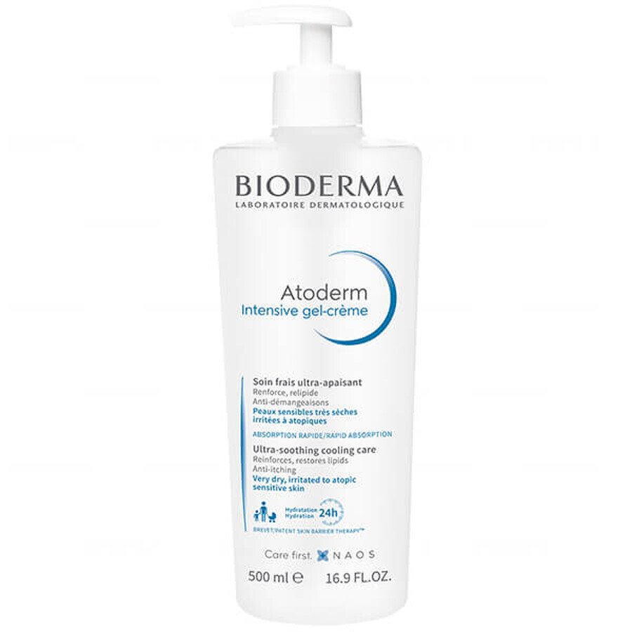 Bioderma Atoderm Intensive Gel-Creme, Gel-cremă anti-înțepături pentru pielea uscată și atopică, 500 ml