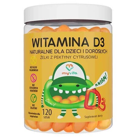 MyVita Vitamina D3, jeleuri naturale pentru copii și adulți, 120 bucăți