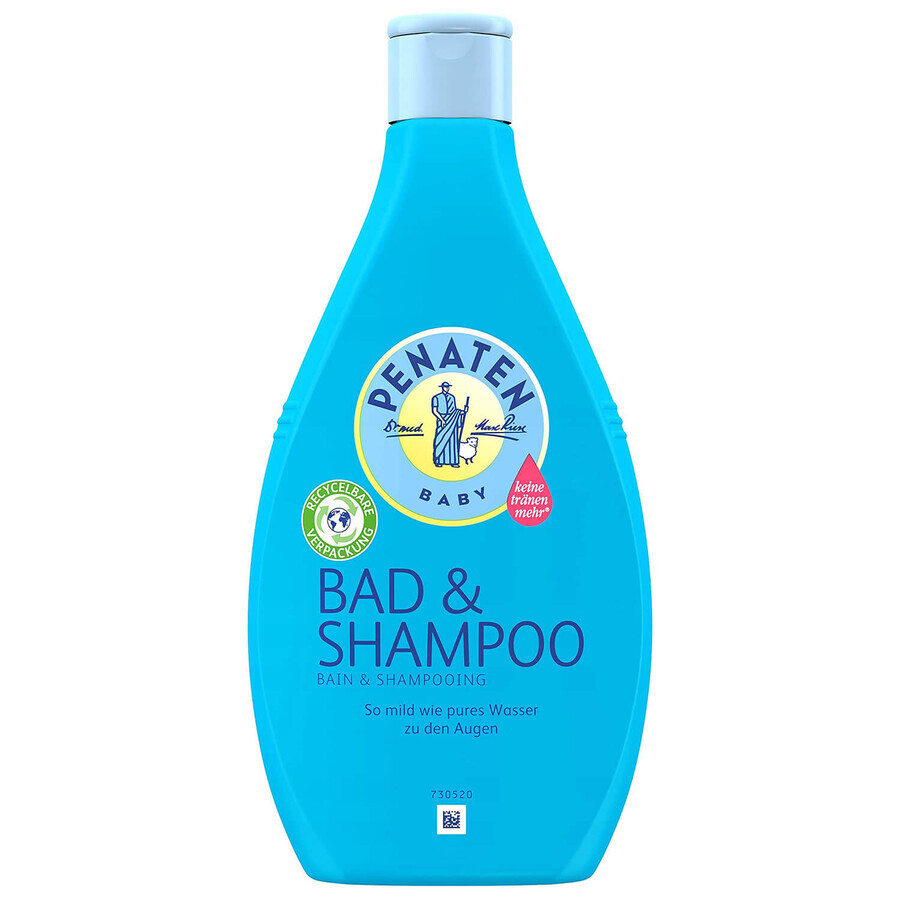Penaten Baby Bad & Shampoo, spălare pentru corp și păr de la 1 lună cu formula No More Tears, 400 ml