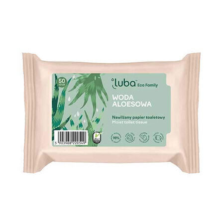 Luba Eco Family, hârtie igienică umezită, apă de aloe vera, 50 bucăți