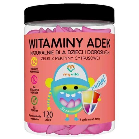 MyVita Vitamins ADEK, bonbons gélifiés naturels pour enfants et adultes, 120 pièces