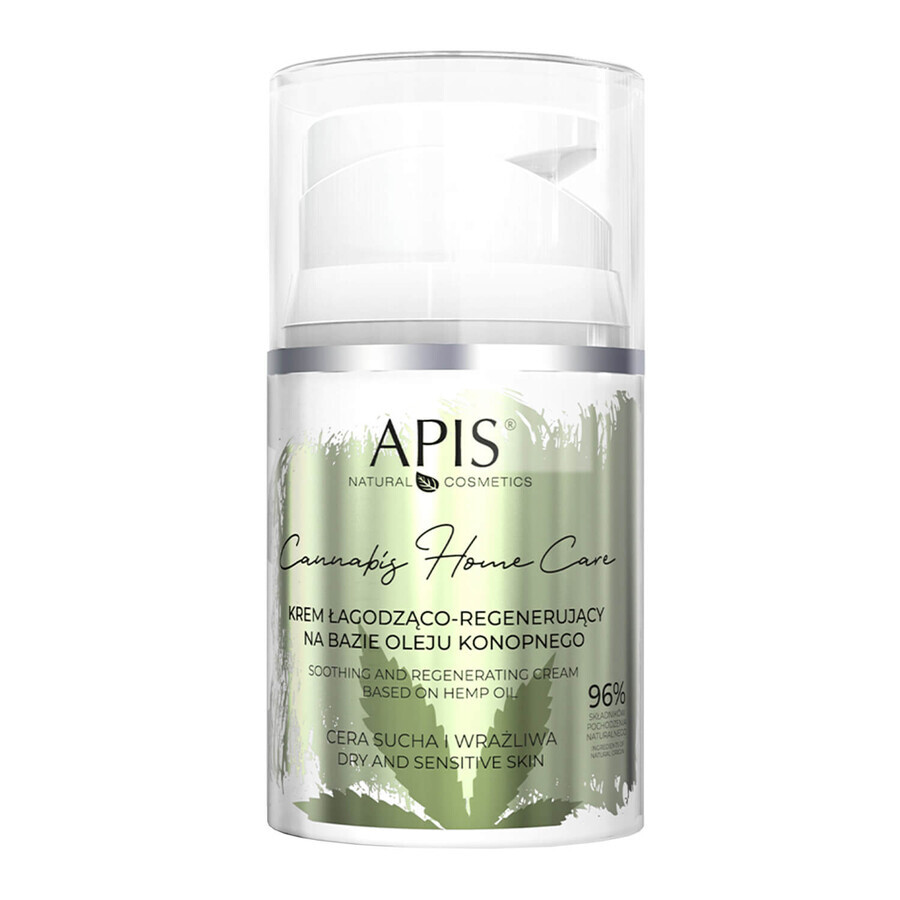 Apis Cannabis Home Care, Cremă calmantă și regenerantă pe bază de ulei de cânepă, piele uscată și sensibilă, 50 ml