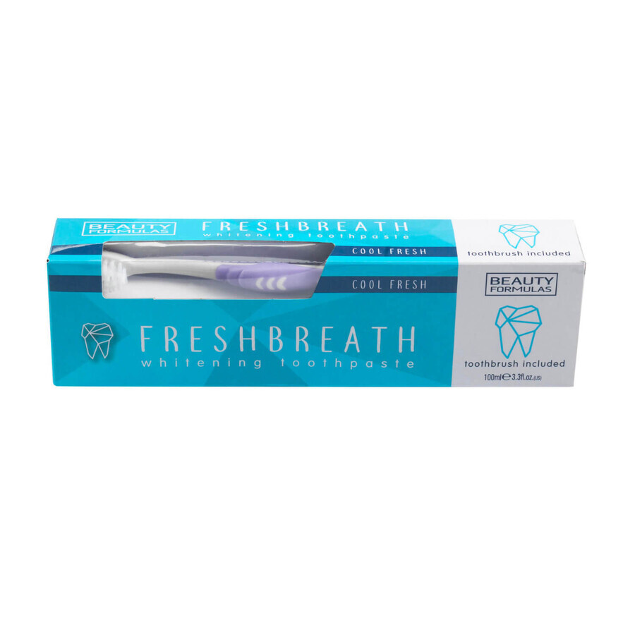 Beauty Formulas FreshBreath, pastă de dinți de albire, 100 ml + periuță de dinți, 1 bucată