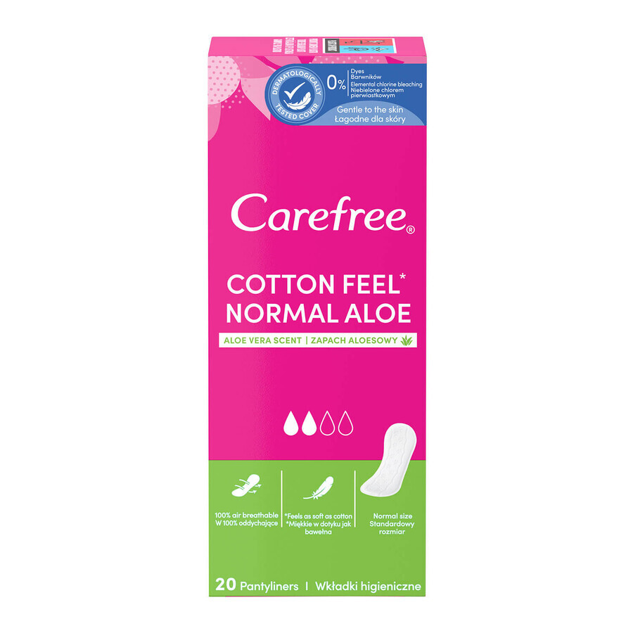 Tampoane igienice Carefree Cotton Feel Normal Aloe, parfum de aloe, 20 buc.