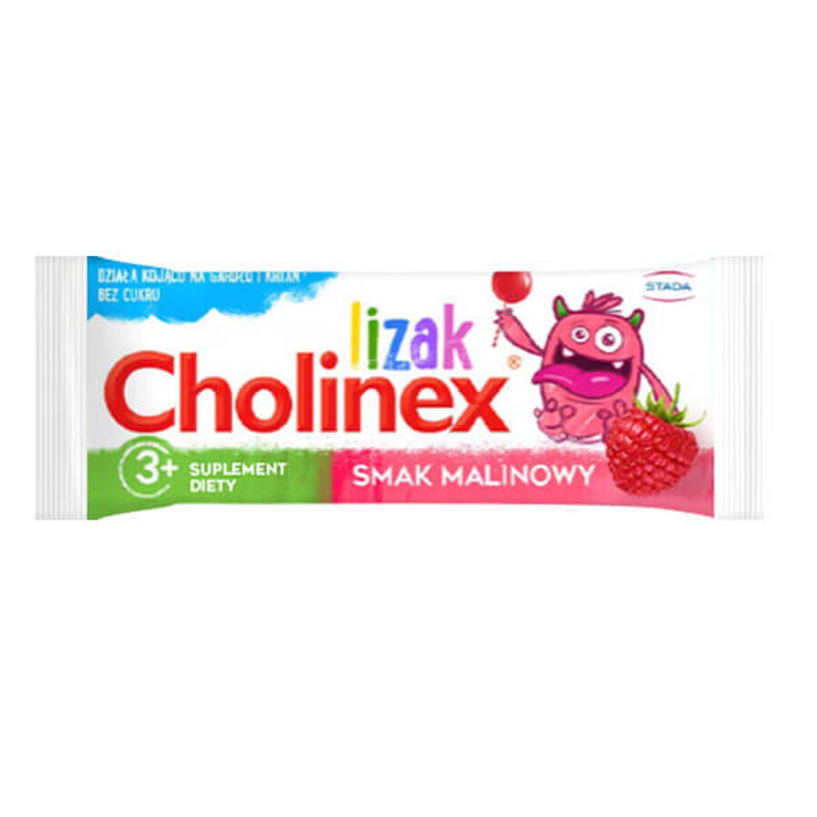 Cholinex Lollipop pentru copii începând cu vârsta de 3 ani, aromă de zmeură, 1 bucată