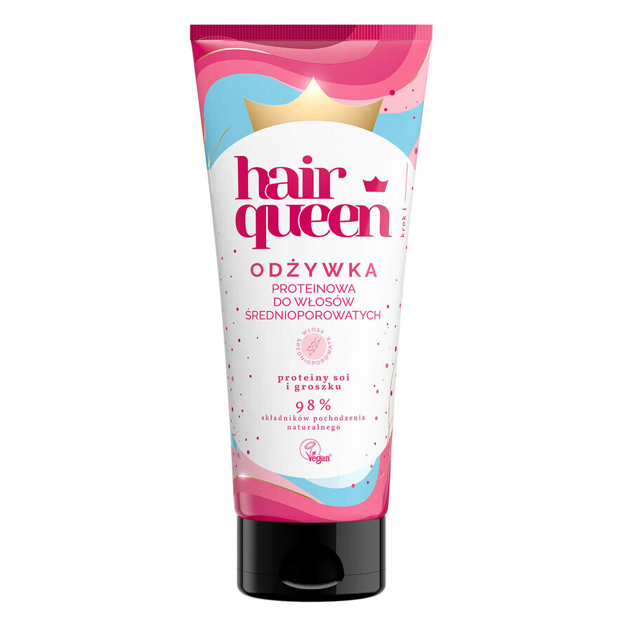 Hair Queen, balsam cu proteine pentru păr cu pori medii, 200 ml