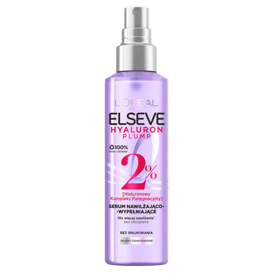 L'Oreal Elseve Hyaluron Plump, serum spray hidratant și regenerator pentru părul deshidratat, fără clătire, 150 ml