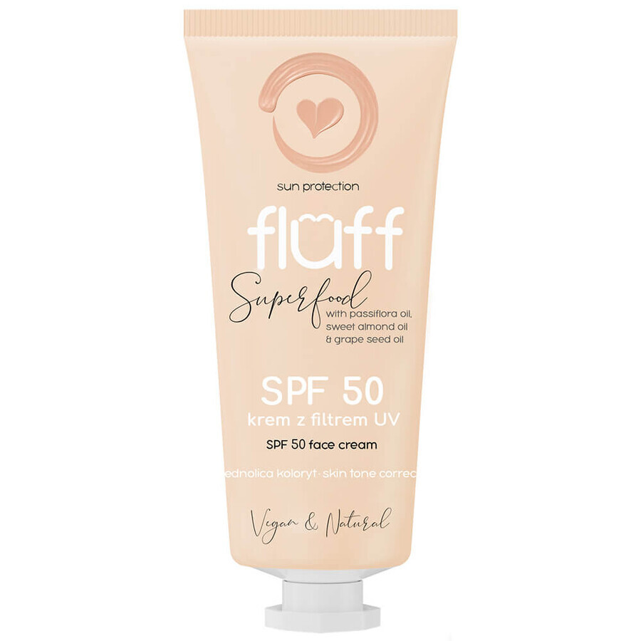 Fluff Superfood, Cremă de protecție solară UV, SPF 50, 50 ml