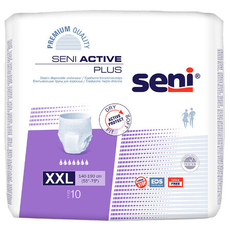 Seni Active Plus, culotte absorbante, XXL, 140-190 cm, 10 pièces