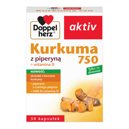 Doppelherz aktiv Turmeric 750 cu Piperine + Vitamina D, 30 capsule