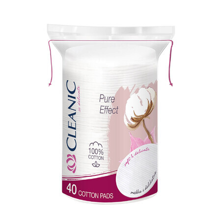 Cleanic Pure Effect, tampoane cosmetice, ovale, 40 buc.