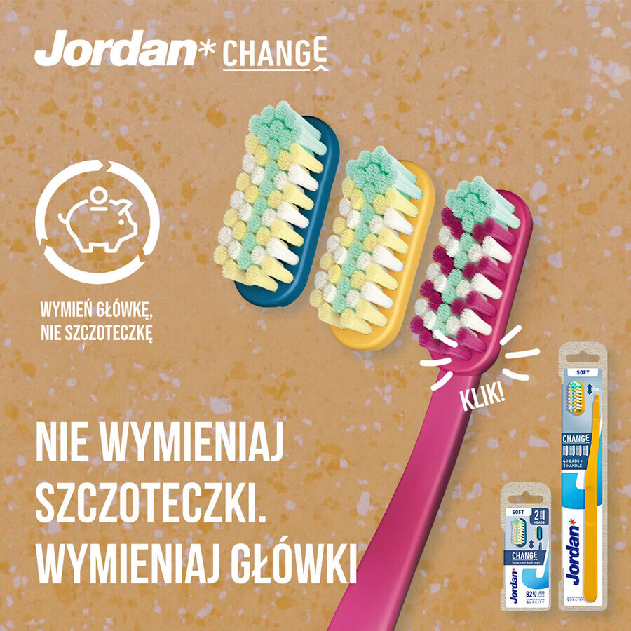 Jordan Change, vârfuri de înlocuire a periuței de dinți, Soft, 2 bucăți