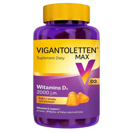 Vigantoletten Max, vitamina D3 2000 UI, jeleuri cu aromă de lămâie, 60 bucăți