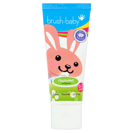 Brush-Baby, pastă de dinți pentru copii 0-3 ani, mere-mentă, cu fluor, 50 ml