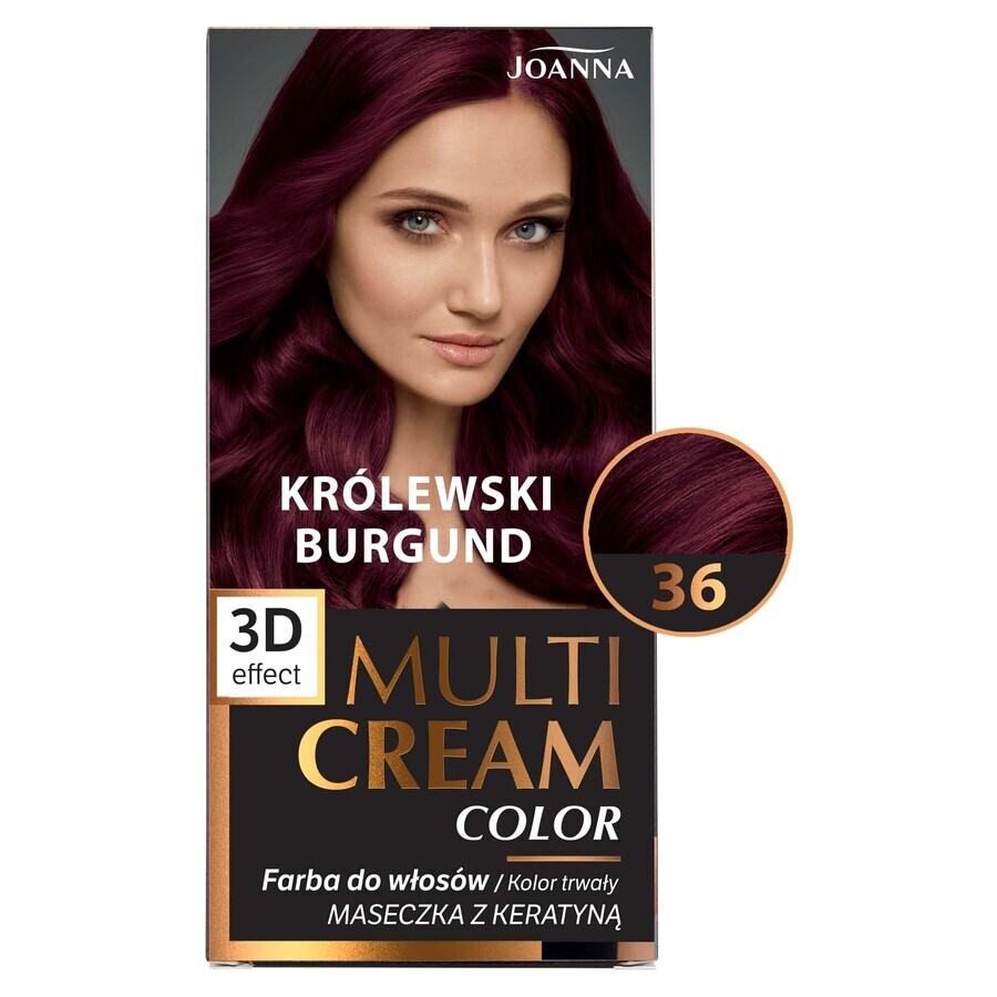 Joanna Multi Cream Color, vopsea de păr, 36 royal burgundy, 1 bucată