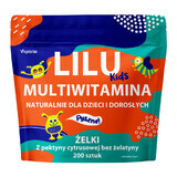 Lilu Kids Multivitamine, jeleuri naturale pentru copii și adulți, aromă de mure, 200 de bucăți