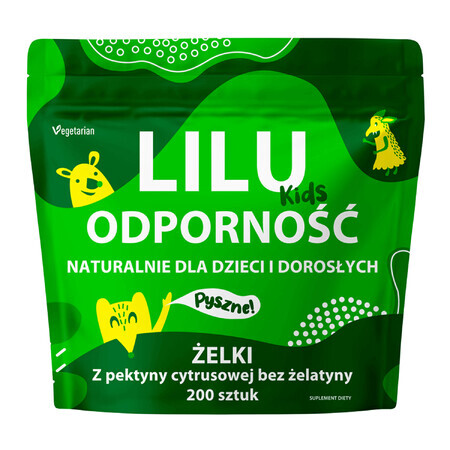 Lilu Kids Immunity, gominolas naturales para niños y adultos, sabor frambuesa, 200 unidades