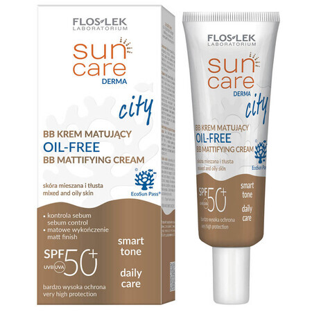 Flos-Lek Sun Care Derma City, Cremă matifiantă BB, SPF 50+, 30 ml