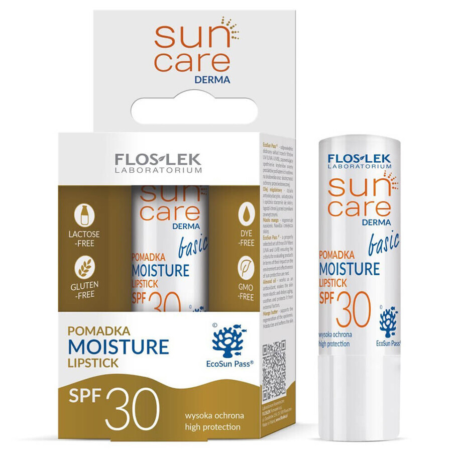 Flos-Lek Sun Care Derma Mmoisture, ruj protector, SPF 30