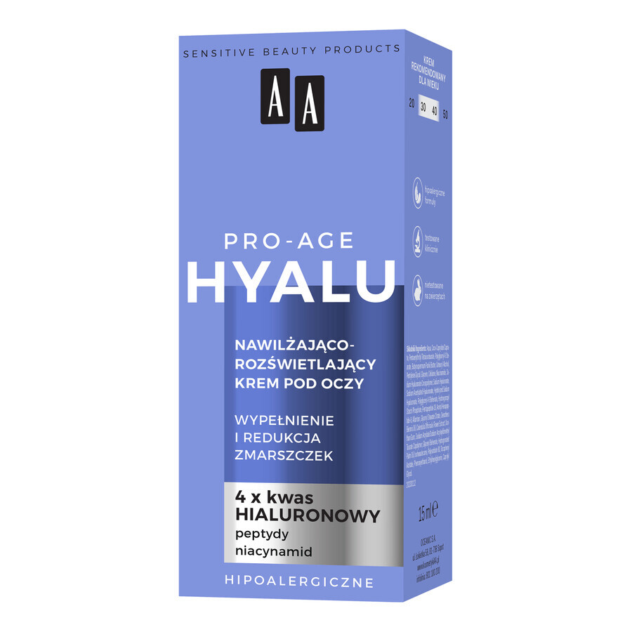 AA Hyalu Pro Age, Cremă de ochi hidratantă și iluminatoare, 15 ml