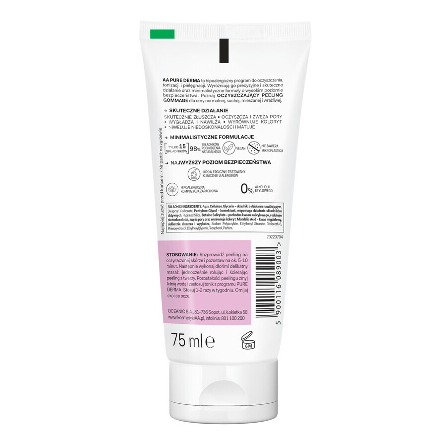 AA Pure Derma, Exfoliant purificator gommage, 75 ml