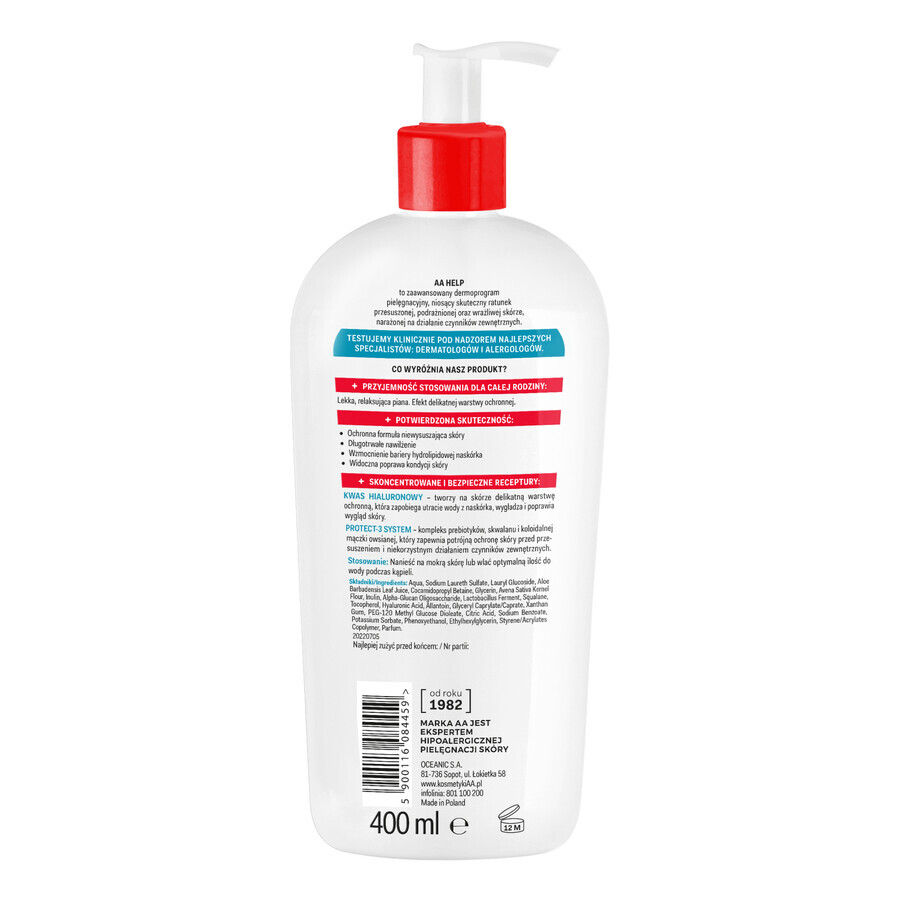 AA Help Fresh, Loțiune de baie 2în1, hidratantă și protectoare, piele uscată, 400 ml