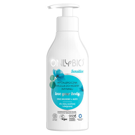 OnlyBio Sensitive, Emulsie hipoalergenică pentru igiena intimă, 250 ml