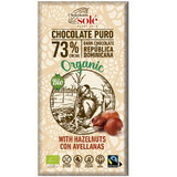 Ciocolata bio neagra cu alune de padure 73% cacao, 100g, Pronat