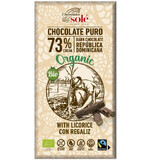 Ciocolata bio neagra cu lemn dulce 73% cacao, 100g, Pronat