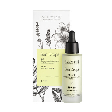 Alkmie Sun Drops 2in1, Serum de protecție solară și multiactiv, SPF 50, 30 ml