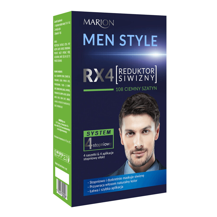 Marion Men Style RX4, Reducător de păr gri, 108 Dark Grey, 4 x 15 ml