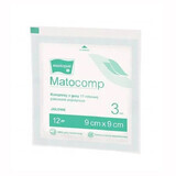 Matopat Matocomp Matocomp, comprese sterile, 100% bumbac, 17 fire, 12 straturi, 9 cm x 9 cm, 3 bucăți