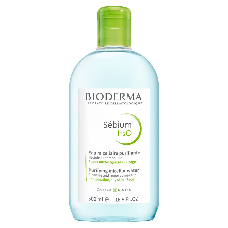 Bioderma Sebium H2O, loțiune micelară pentru ten gras, mixt și cu tendință acneică, 500 ml