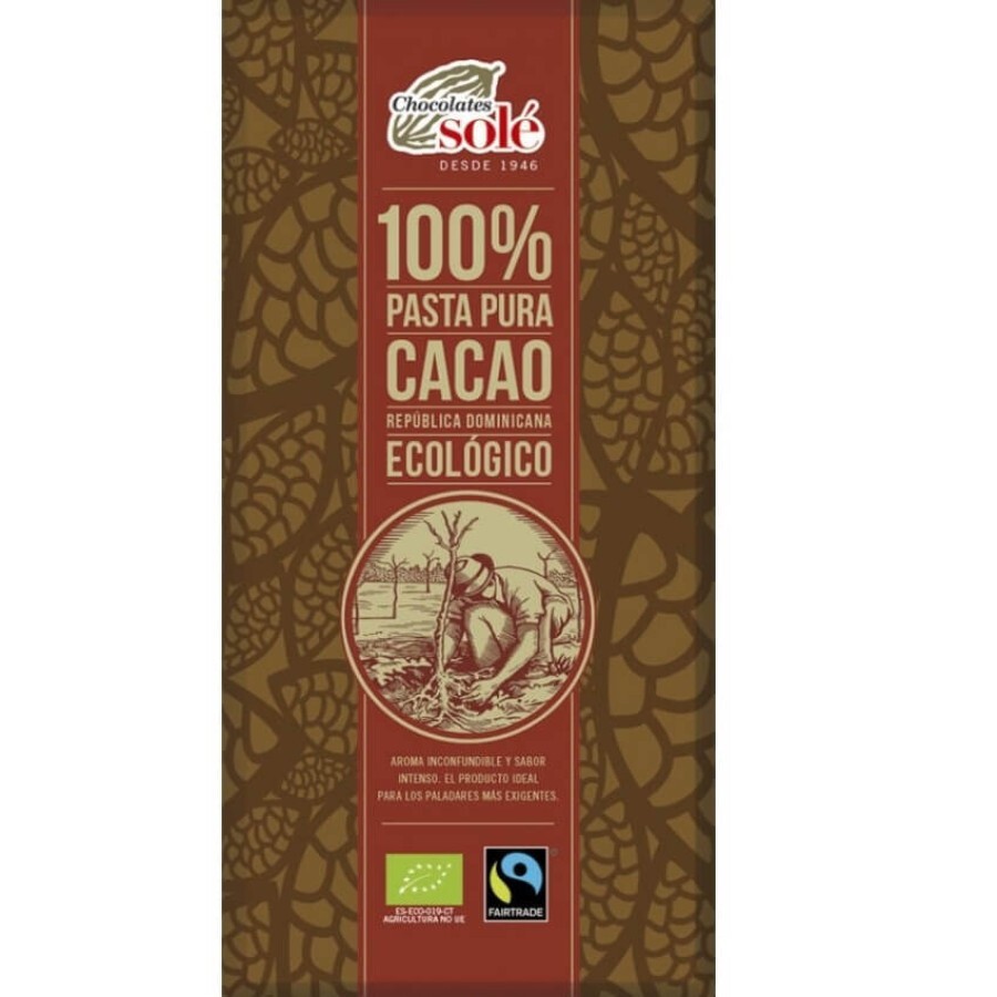 Ciocolata neagra ecologica 100% cacao, 100g, Pronat