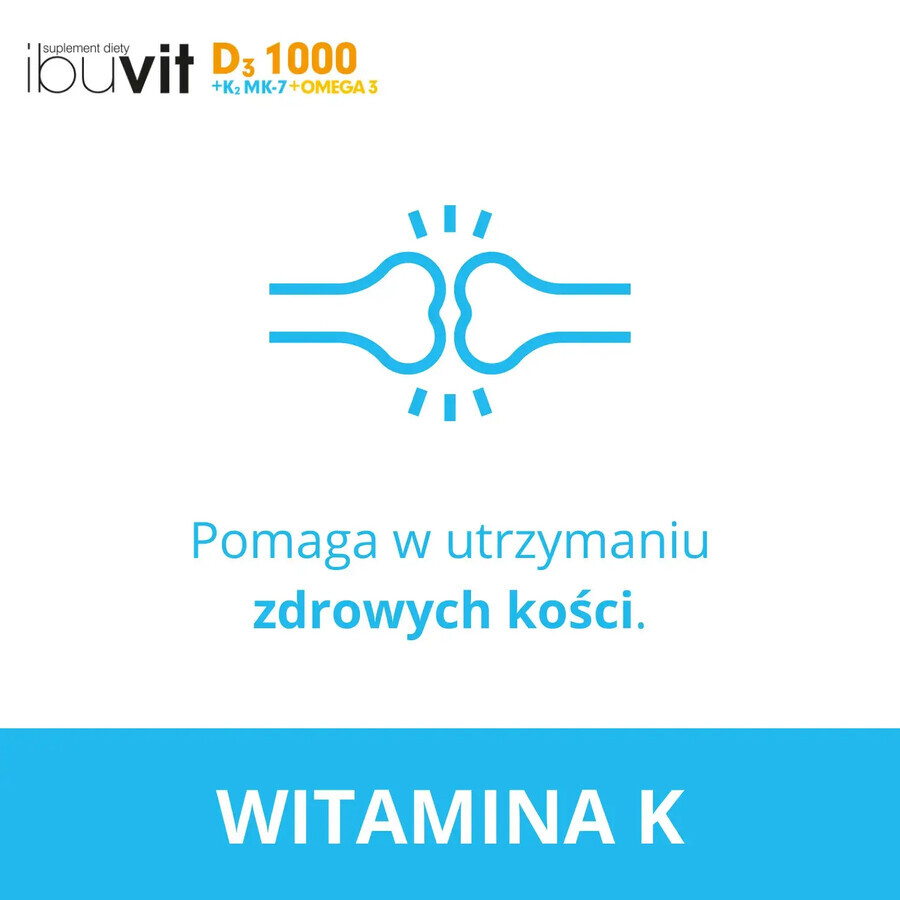 Ibuvit D3 1000 + K2 MK-7 Omega 3, pentru copii peste 6 ani, adolescenți și adulți, 30 capsule